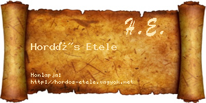 Hordós Etele névjegykártya